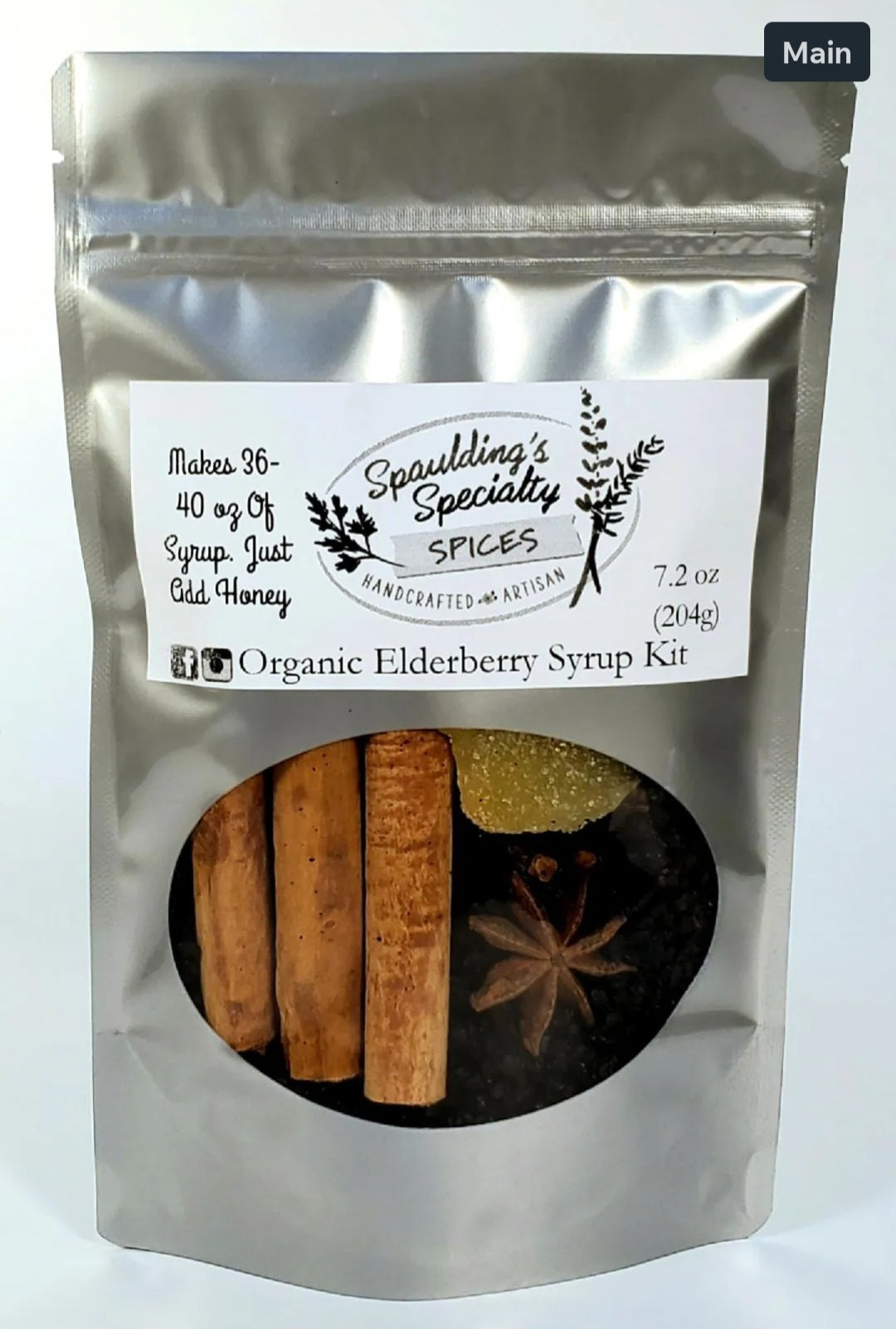 Organic Elderberry Syrup Kit - Makes 36-40 Ounces - Chef Recipe - Gluten Free