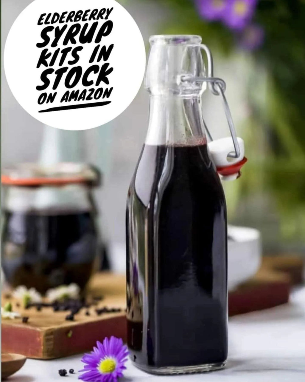 Organic Elderberry Syrup Kit - Makes 18-20 Ounces - Chef Recipe - Gluten Free-